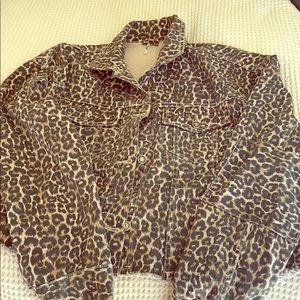 Free People Leopard Print Jean Jacket